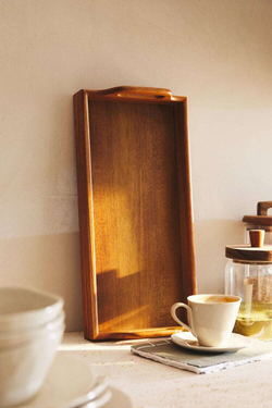 ZARA HOME ДЕРЕВЯННЫЙ ПОДНОС С РУЧКОЙ, СВЕТЛО-БЕЖЕВЫЙ