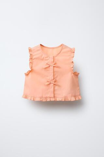 ZARA РУБАШКА С БАНТИКАМИ, МАНДАРИНОВЫЙ