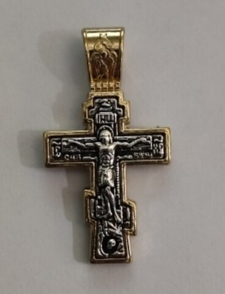 Крест нательный средний-толстый Голгофа: под золото (42719) 35х19 мм (Сев)