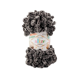Пуффи (Puffy) пряжа Alize 100%микрополиэстер 5х100г/9,2 м 799 черно-белый