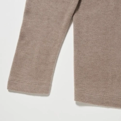 UNIQLO ТОП С КРУГЛЫМ ВЫРЕЗОМ И ДЛИННЫМИ РУКАВАМИ ИЗ ФЛИСА HEATTECH, БЕЖЕВЫЙ