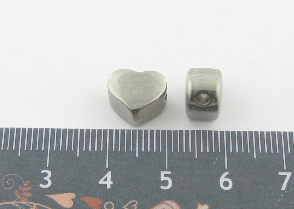 o140 Бусина "Сердце" 11мм, нерж. сталь