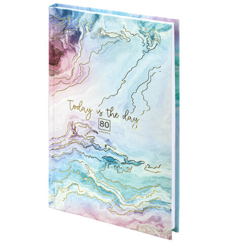 Блокнот А5 134х206мм, 80л, твёрдый, клетка, тиснение фольгой, STAFF, Мрамор, 114428