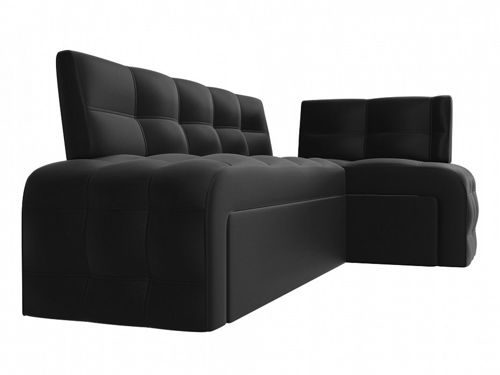 Диван кухонный угловой Люксор правый угол, Черный, Экокожа, 28599