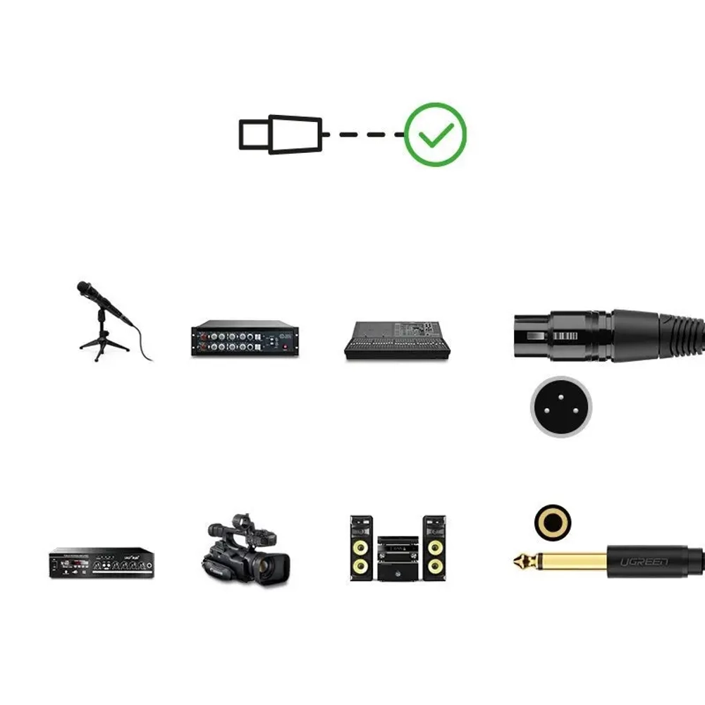 Кабель Audio 6.35mm - XLR, 2m. UGREEN 20719