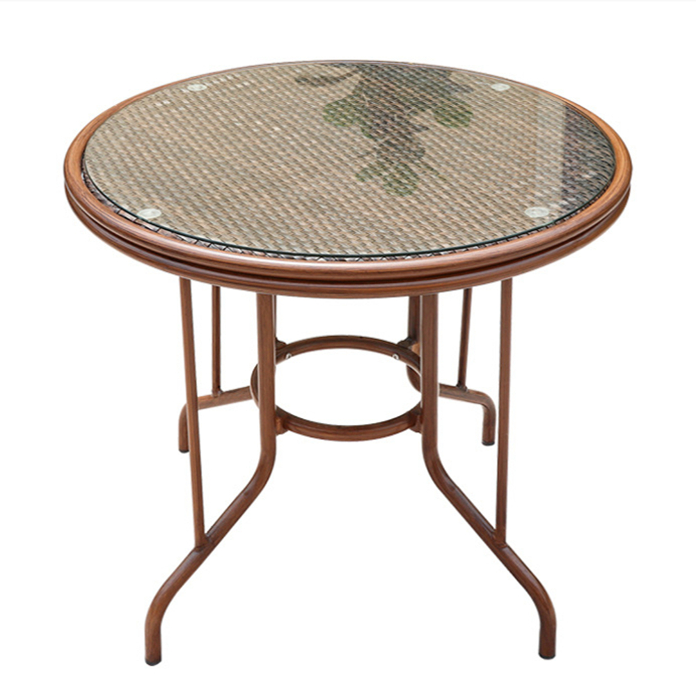 Обеденная группа Стол алюминиевый круглый из искусственного ротанга D80 БАМБУК «BAMBOO» + 4 Кресел  БАМБУК-2 «BAMBOO-2»