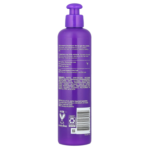 Aussie, Miracle Coils, несмываемое увлажняющее средство с маслом ореха макадамии, 251 мл (8,5 жидк. Унции)