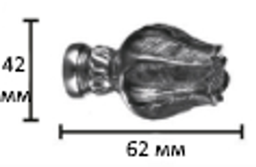 Наконечники "Тюльпан Ост" кованых карнизов для штор d16 мм, цвет нержавеющая сталь