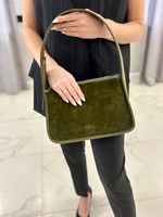 Louis Lefevre Сумка женская натуральная кожа замша через плечо багет зеленая