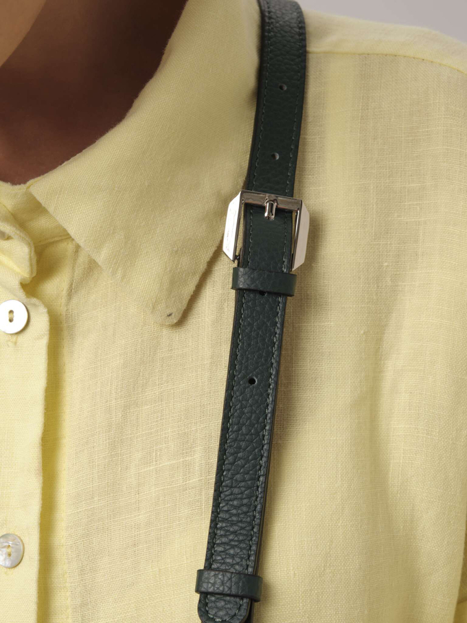 Сумка кожаная кросс-боди темно-зеленая