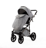 Детская универсальная коляска Adamex NOLA Natura MOON-9 (2в1) - Светло-серая ткань, светло-серая экокожи