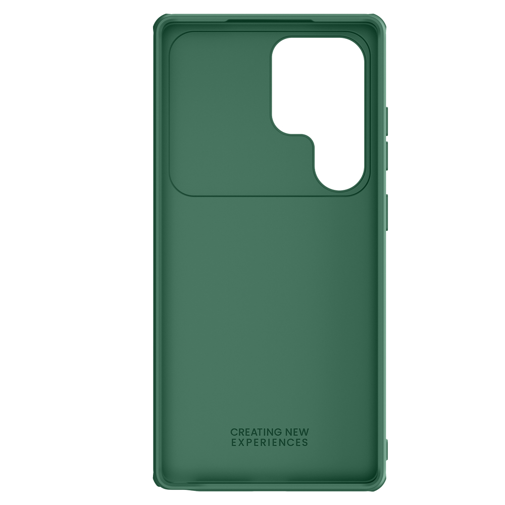 Чехол зеленого цвета (Dark Green) с защитной шторкой для камеры от Nillkin на Samsung Galaxy S25 Ultra, серия CamShield Pro Case