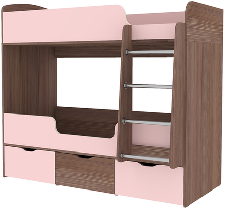 Кровать двухъярусная КарИВи Малыш Двойняшка Бодего Темный Розовый