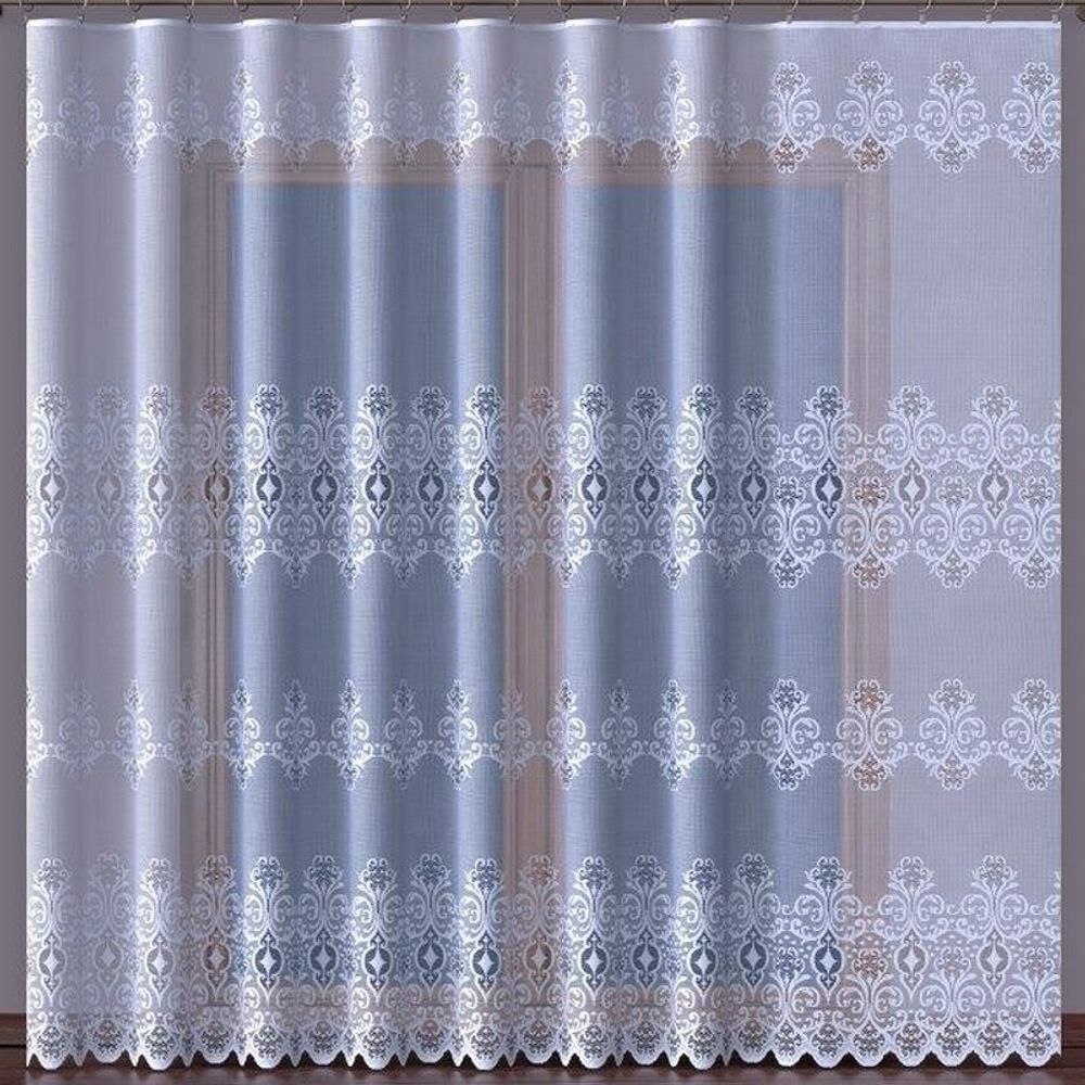 Занавеска "Ф. БОГЕМИЯ" на шторной ленте, цвет белый, Польша.