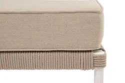 "Канны" правый модуль плетеный из роупа, каркас алюминий белый муар, роуп бежевый круглый, ткань бежевая 15052