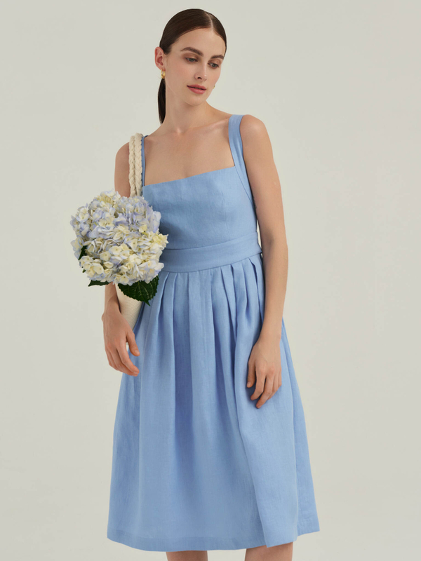 Сарафан DIANA из 100% льна небесного цвета