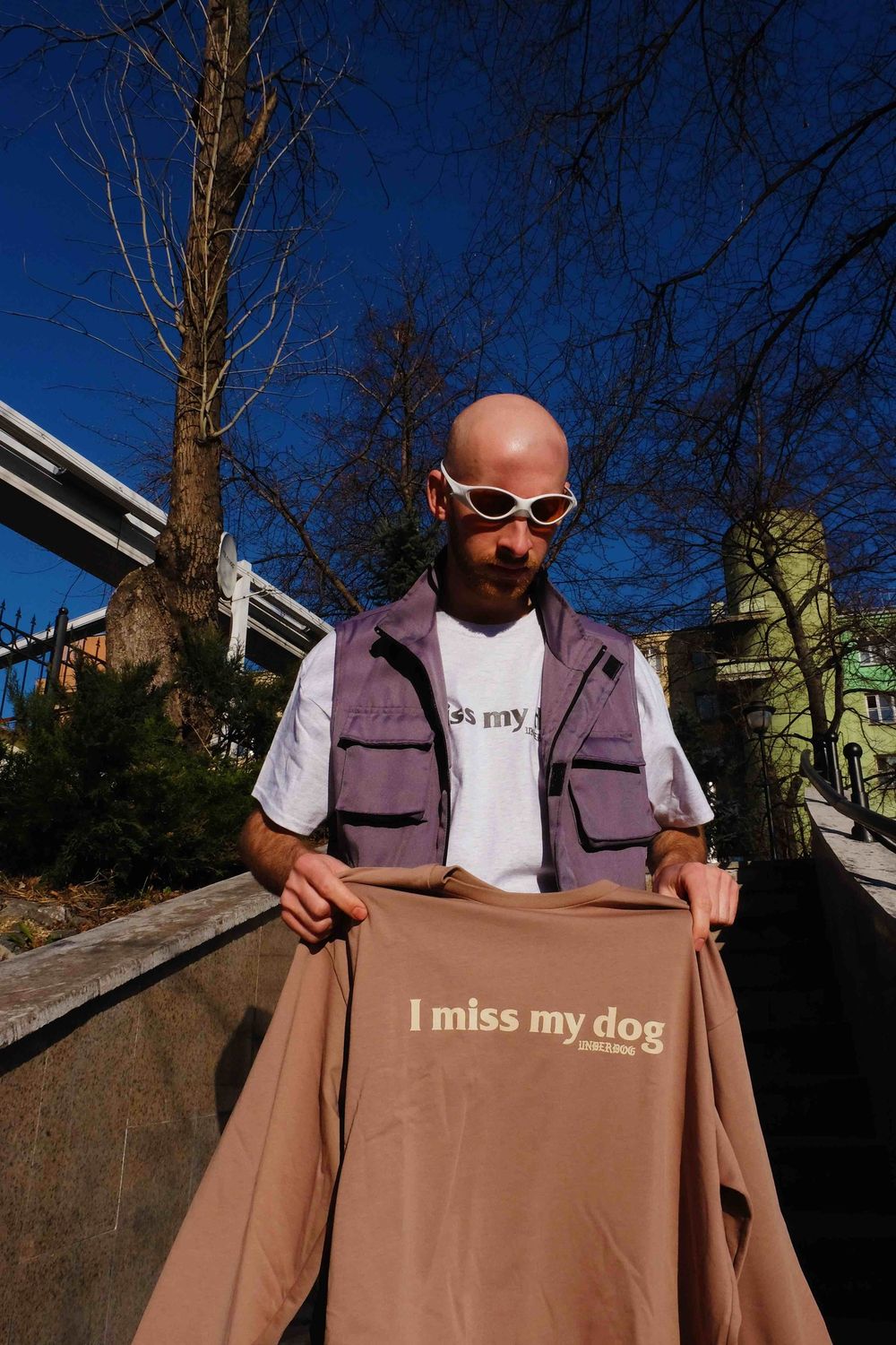 Лонгслив Underdog I miss my dog Grey Beige