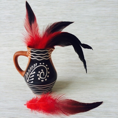 Перья петуха красные двухцветные 10 - 18см. 20 шт.