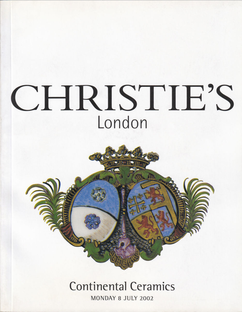 Каталог аукциона Christie's, Лондон, Керамика континентальной Европы от 8 июля 2002 года
