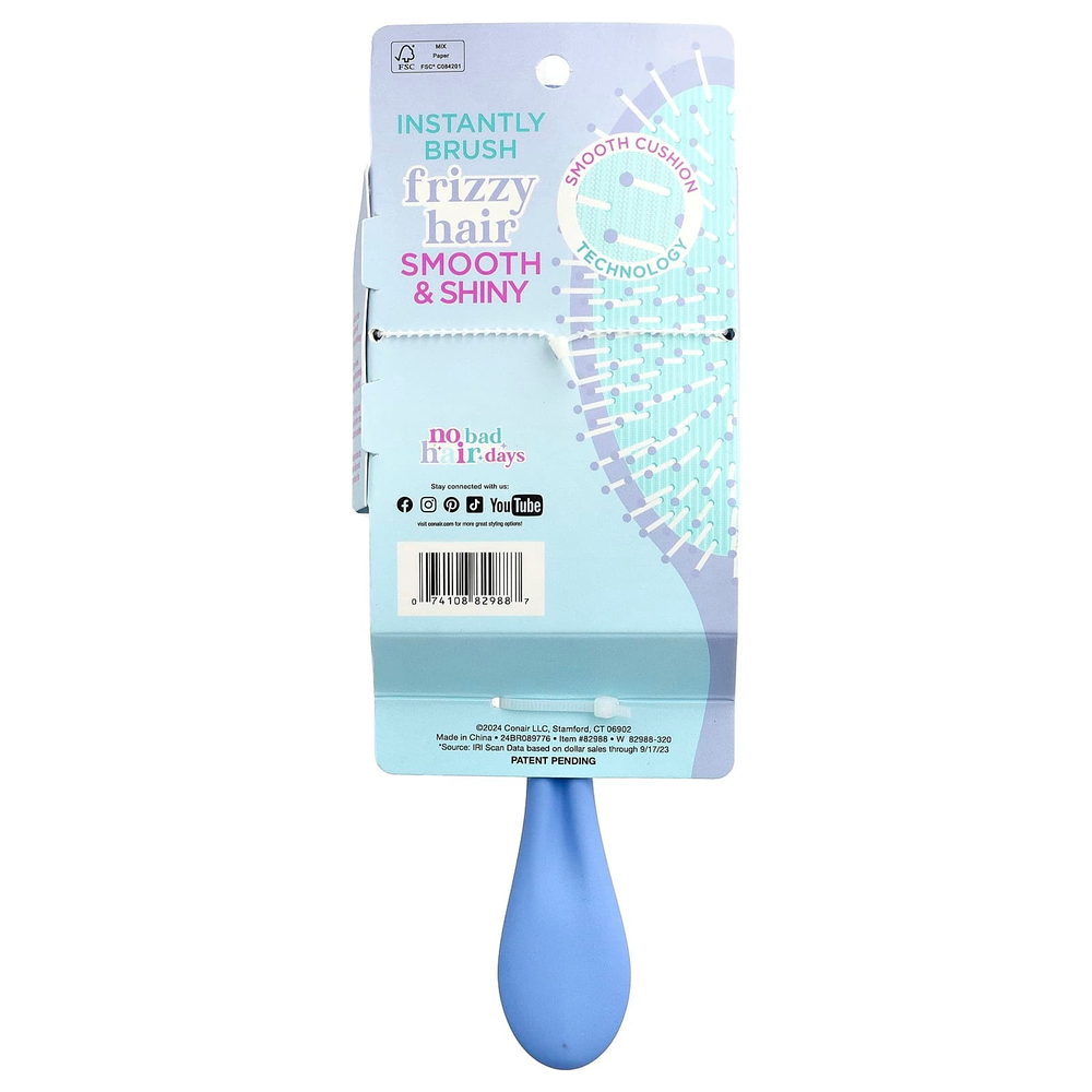 Conair, расческа для волос, без пушения, размер XL, синяя, 1 шт.