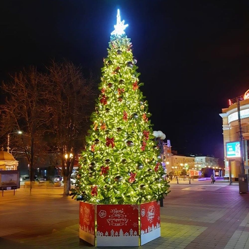 ель светодинамическая ствольная "альпийская" световая, с встроенной гирляндой (подсветкой)