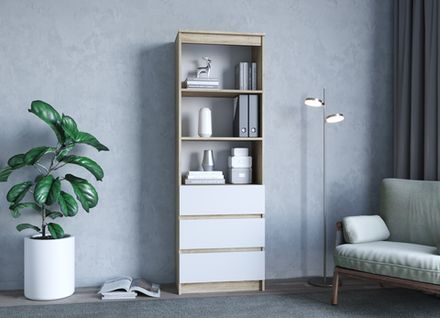 МС Мори Стеллаж МСТ 600.3 (МП/4) Сонома/Белый