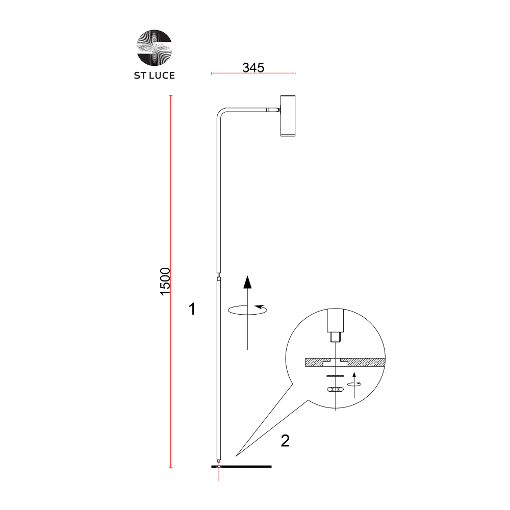 SL1006.205.01 Торшер ST-Luce Латунь/Латунь LED 1*3W 3000K