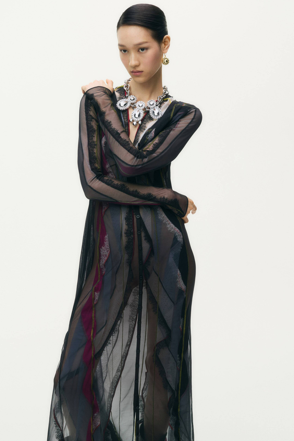 H&M - Glenn Martens Многослойное платье в сеточку, черный