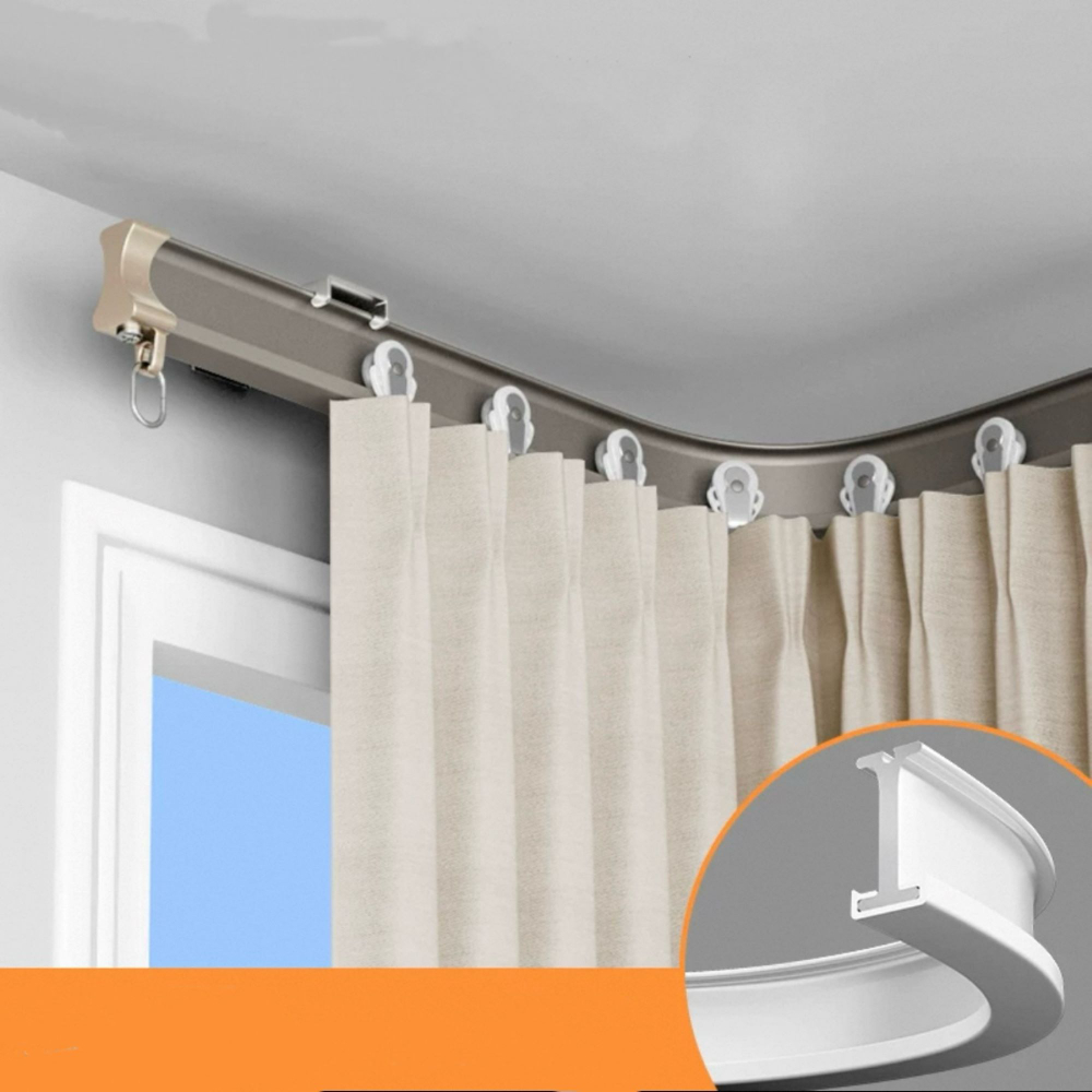 Тихий изогнутый карниз для штор с бегунками