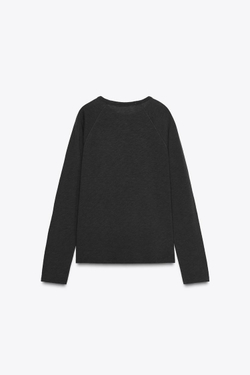 ZARA ХЛОПКОВАЯ ФУТБОЛКА РЕГЛАН, АНТРАЦИТОВО-СЕРЫЙ