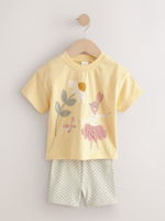 Футболка и шорты в комплекте для девочки Next AD5-475, Светло-желтый, Голубой