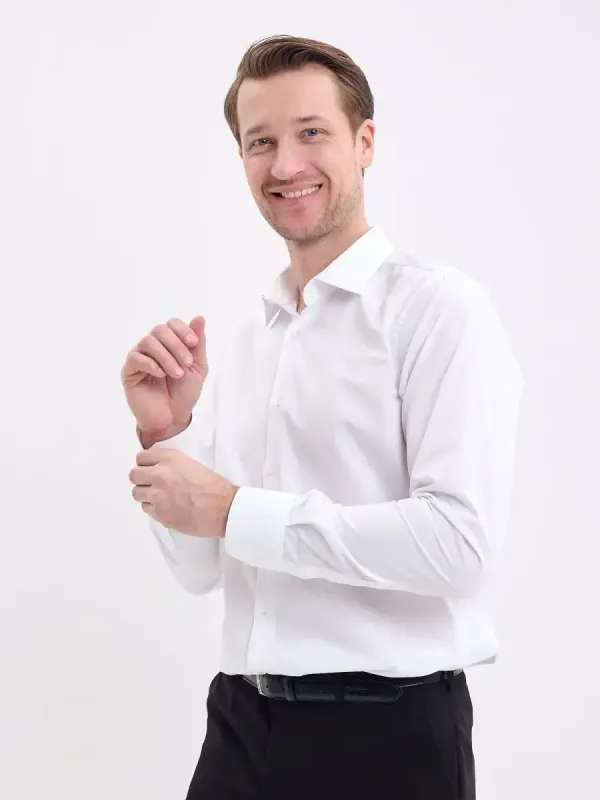 Рубашка на высокий рост LONG SLIM FIT с длинным рукавом, белая