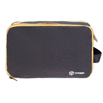 Несессер Torber, дорожный, чёрный/бежевый, полиэстер 300D ткань катионик, 27 х 17 х 14 см