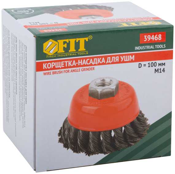 Корщетка-чашка, 100 мм, М14, стальная проволока FIT IT 39468