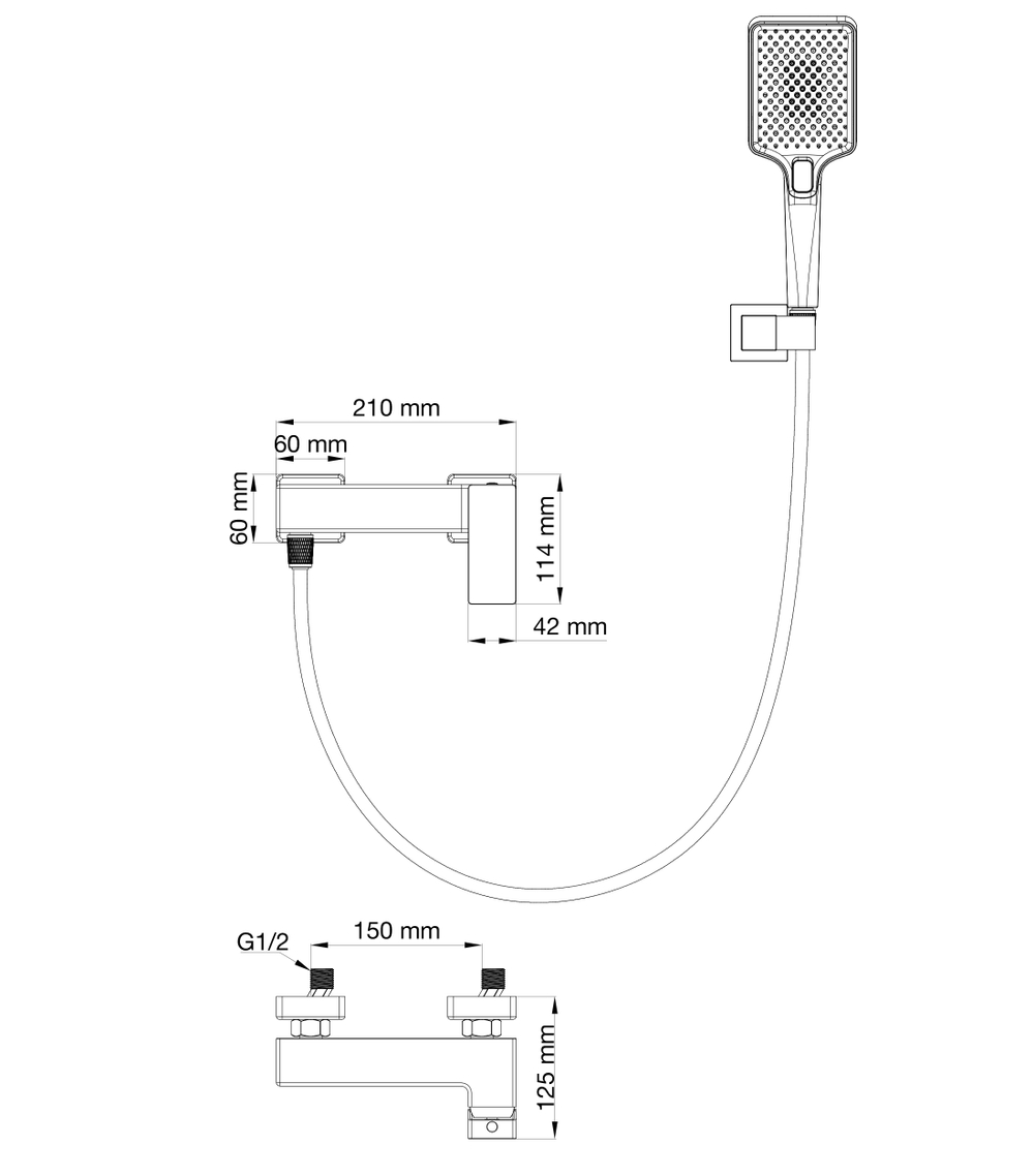 Смеситель для душа WONZON & WOGHAND CUBE 2.0, Хром (WW-88048068-CR)