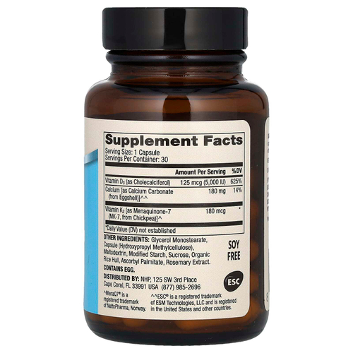 Dr. Mercola, Кальций с витаминами D3 & K2, 30 капсул