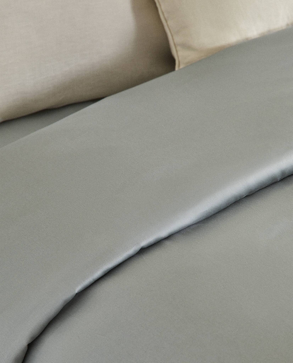 ZARA HOME (300 НИТЕЙ)  ПРОСТЫНЯ ИЗ ХЛОПКА, ЗЕЛЕНОВАТО-СЕРЫЙ