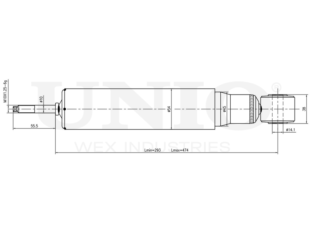 Амортизатор газовый задней подвески UNIO SAB-10755