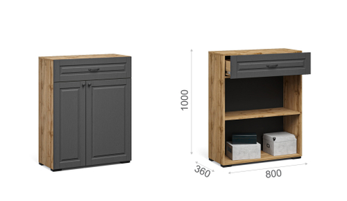 Прихожая Лацио Сканди Комод 2д1ящ Вотан/Сканди графит