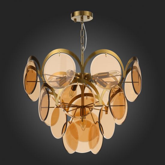 SL1161.333.09 Люстра подвесная ST-Luce Латунь/Янтарный E14 9*60W FAZIA