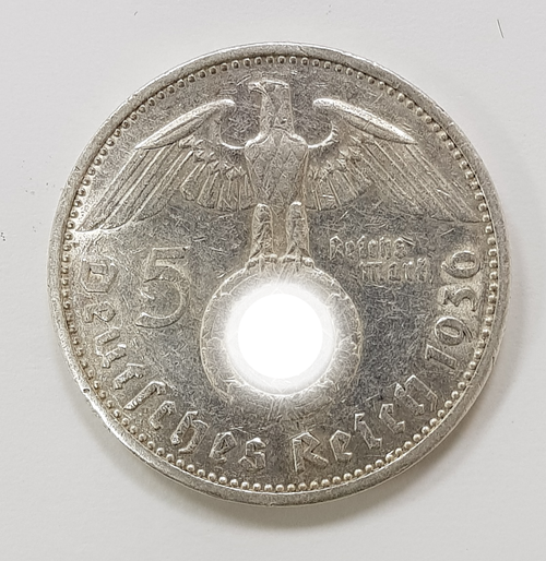 5 марок 3 рейх. 1936 год. (G). XF+
