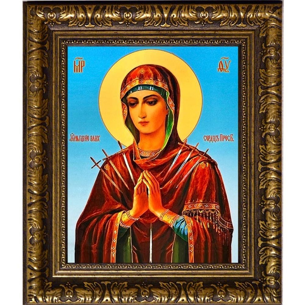 Умягчение злых сердец. Икона божьей матери на холсте.
