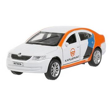 Машина металл SKODA OCTAVIA КАРШЕРИНГ, 12 см, двер , баг, инер., белый, кор Технопарк