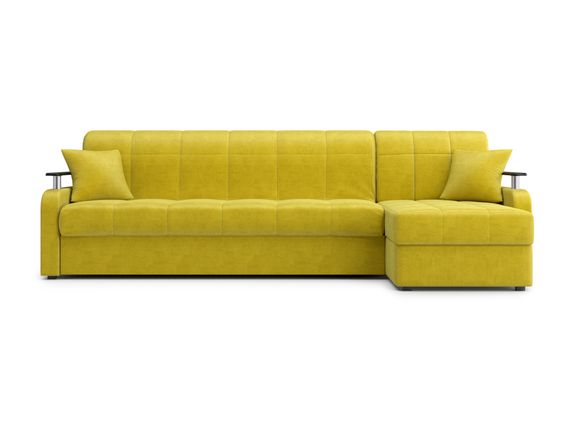 Диван угловой с оттоманкой Денвер 1,2 - Velutto 28 оливковый/ коричневая накладка