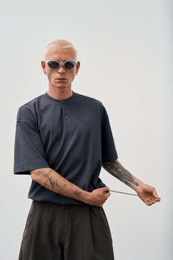 Футболка Blue Monte Waffle Knit Henley Short-Sleeve T-Shirt "Dayan Purple-Gray"