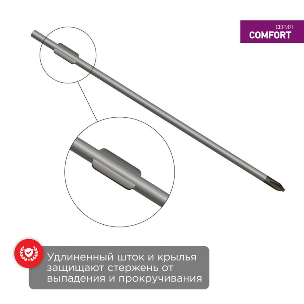 Отвертка крестовая PH1х40мм, двухкомпонентная рукоятка REXANT