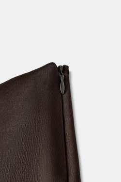 ZARA ЮБКА-ШОРТЫ С КРУЖЕВНЫМ НИЗОМ, ТЕМНО-КОРИЧНЕВЫЙ