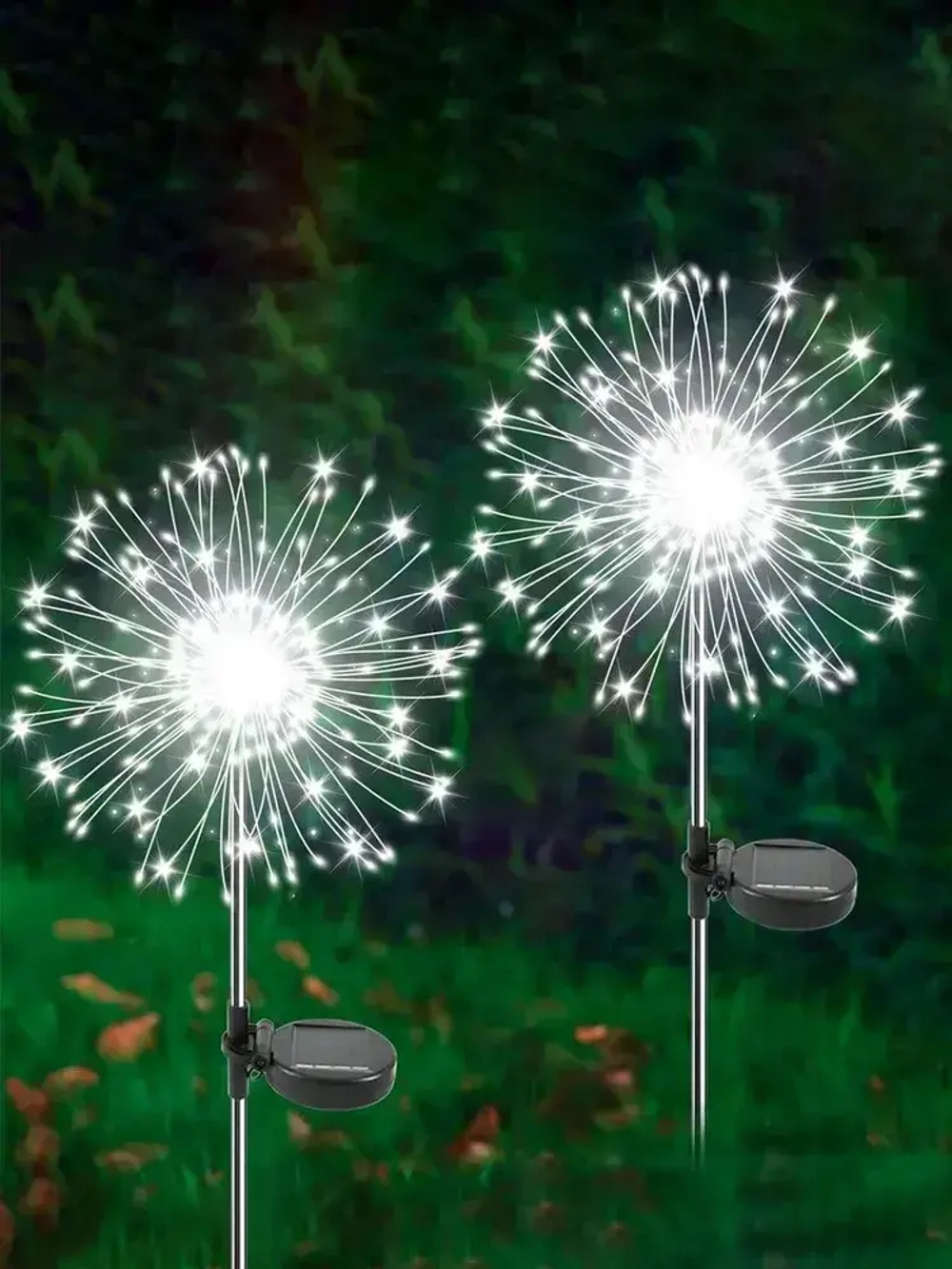 Светильник уличный садовый декор "Фейерверк" на солнечной батарее, 150 ламп, белый свет, 2шт