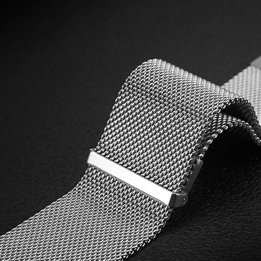 Ремешок из нержавеющей стали серебристого цвета от Dux Ducis для смарт часов Samsung Galaxy Watch 3, 4, 5, 6 и 7 (размер крепления 20мм), серия Milanese Series (миланская петля)