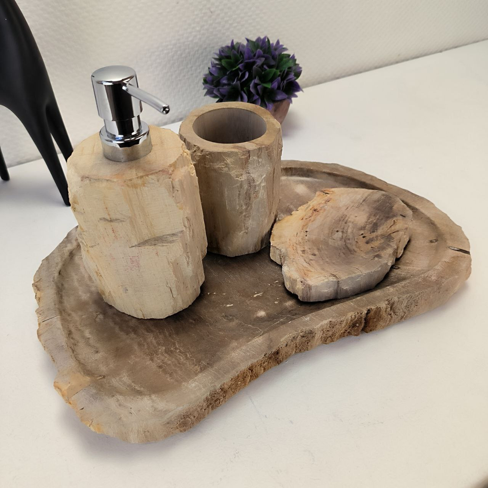 Набор из окаменелого дерева 4 предм Fossil Set NF-63068 поднос 27см*38см